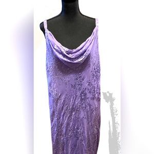 Lavender suede cut out floral print beaded dress